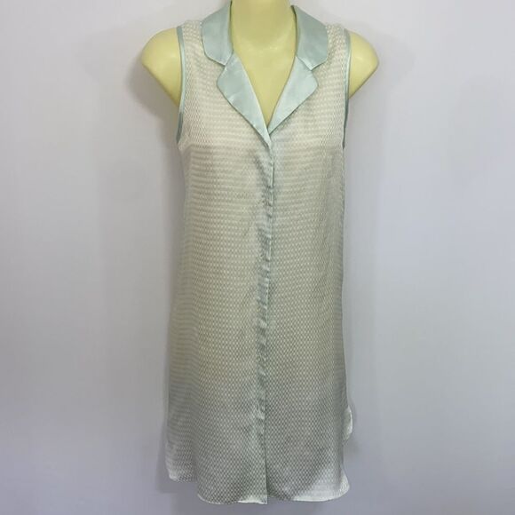 Halston Button Down Mint Green Mini Dress Tunic Sz Sm Exce… - Picture 4 of 7